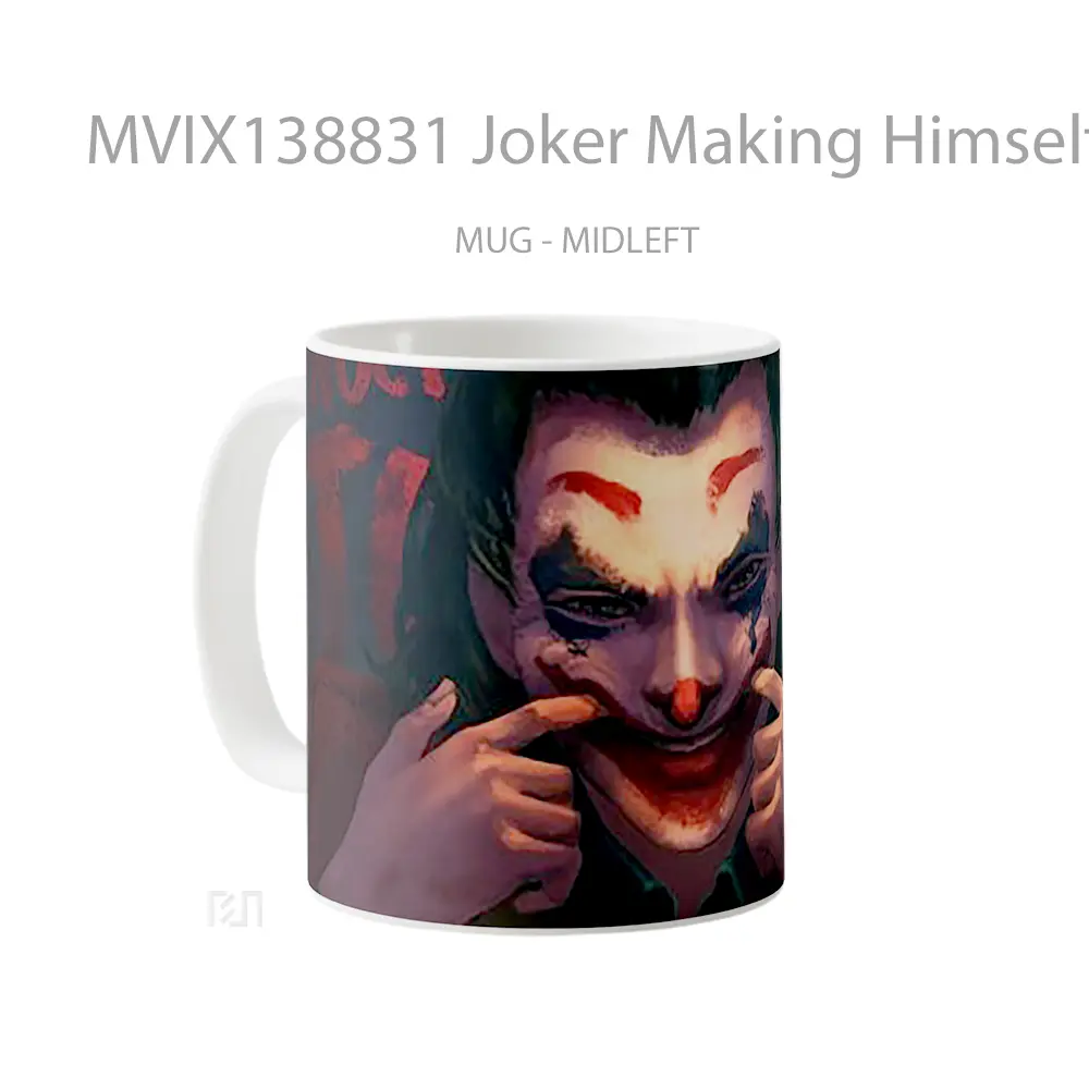 Mug Joker Making Himself Smile Gelas Superhero - All-side / Desain