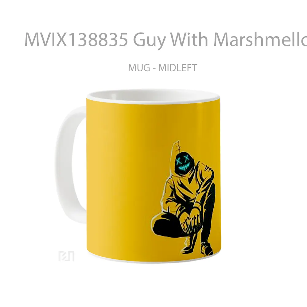Mug Guy With Marshmellow Mask Gelas Keramik Unik - All-side / Desain