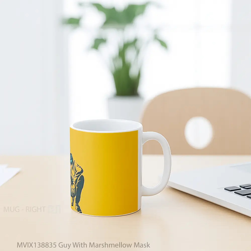 Mug Guy With Marshmellow Mask Gelas Keramik Unik - All-side / Desain