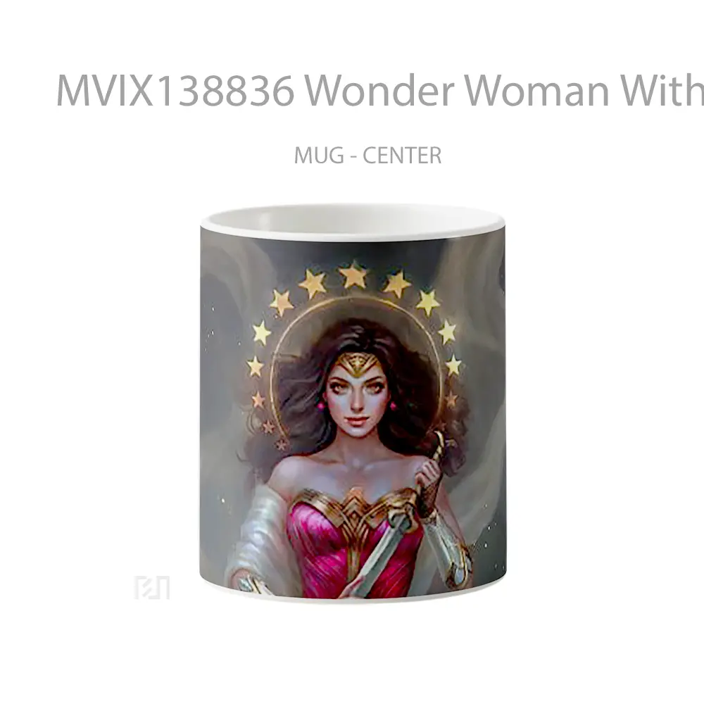Mug Wonder Woman With Halo And Sword Gelas Superhero