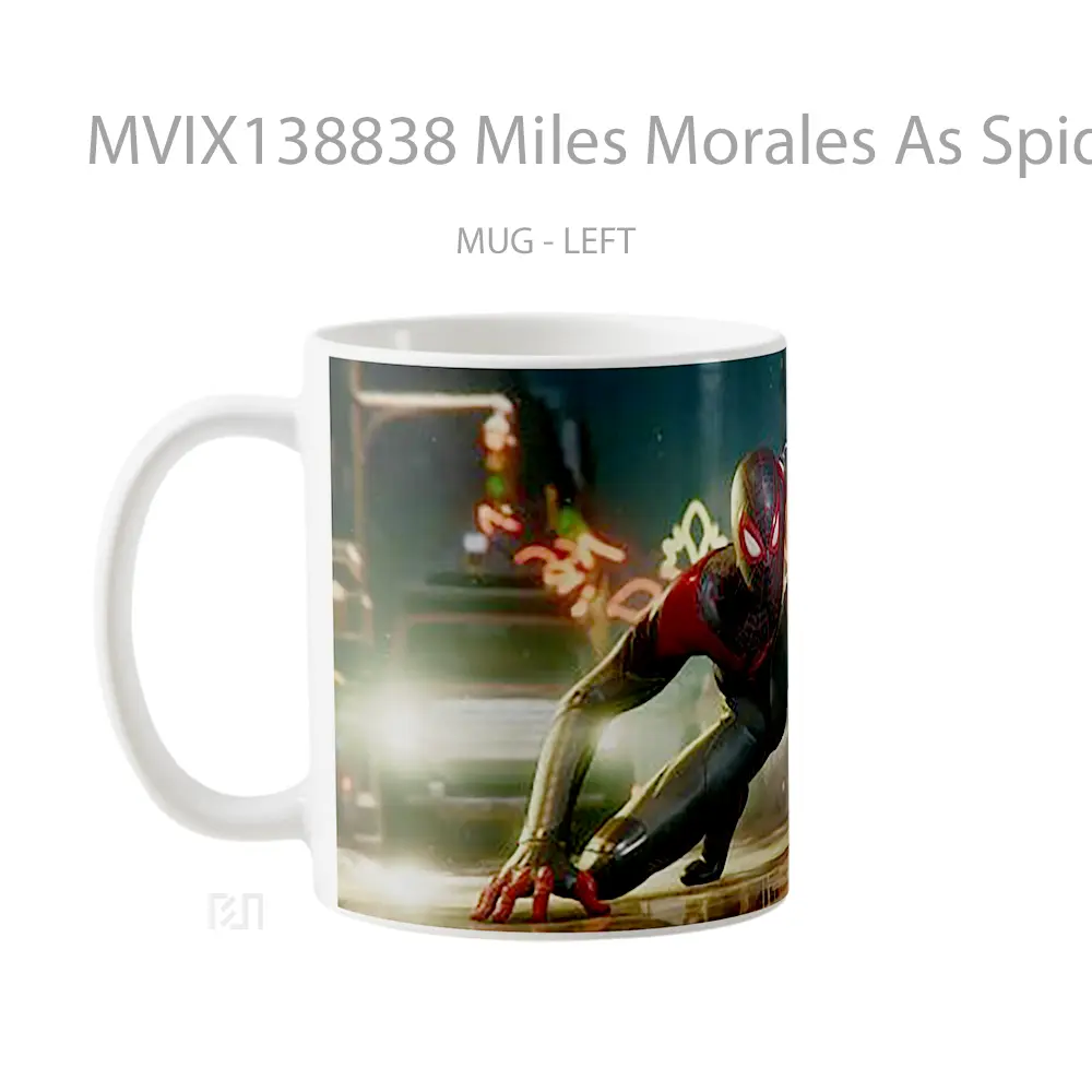 Mug Miles Morales As Spiderman In The City Gelas Superhero - All-side / Desain