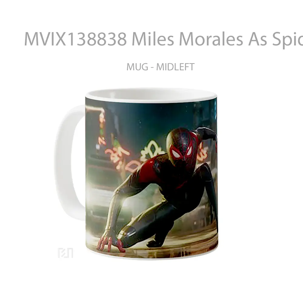 Mug Miles Morales As Spiderman In The City Gelas Superhero - All-side / Desain
