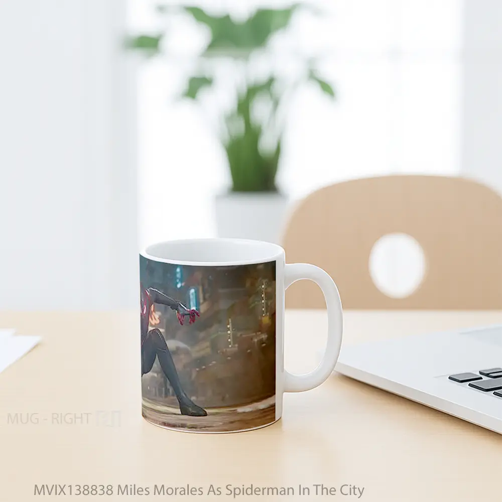 Mug Miles Morales As Spiderman In The City Gelas Superhero - All-side / Desain