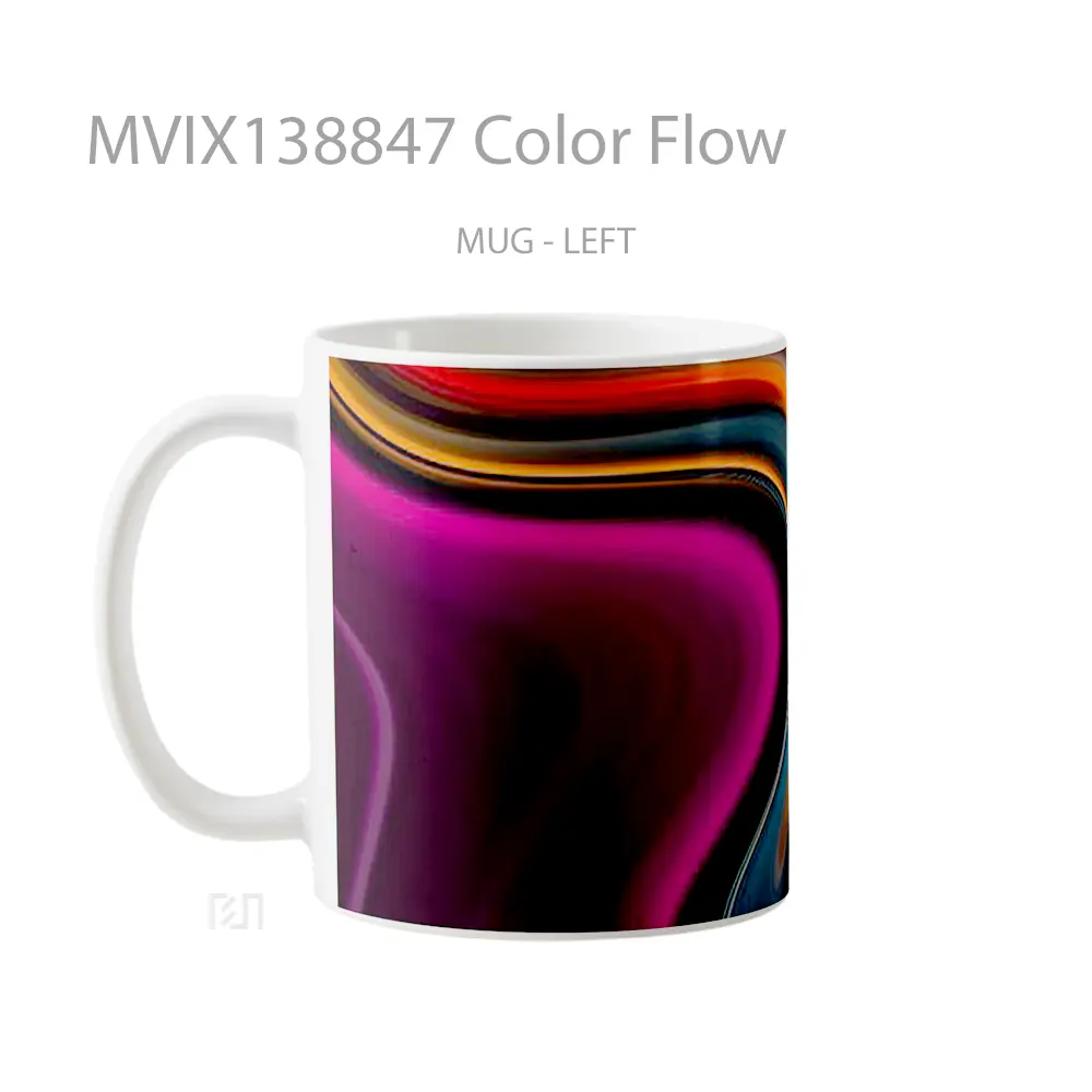 Mug Color Flow Gelas Keramik Unik - All-side / Desain