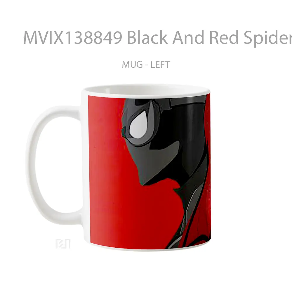 Mug Black And Red Spiderman Gelas Superhero - All-side / Desain