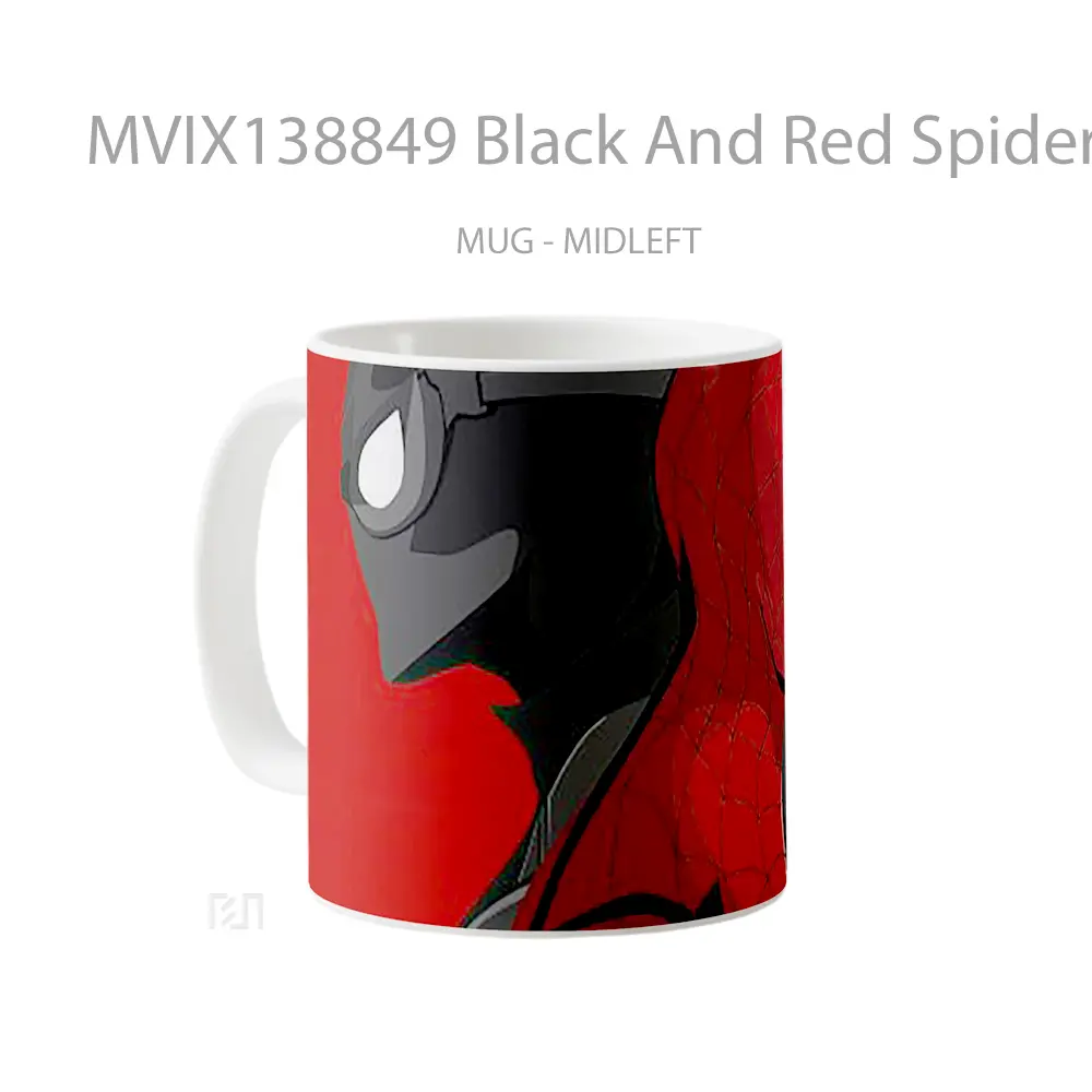 Mug Black And Red Spiderman Gelas Superhero - All-side / Desain