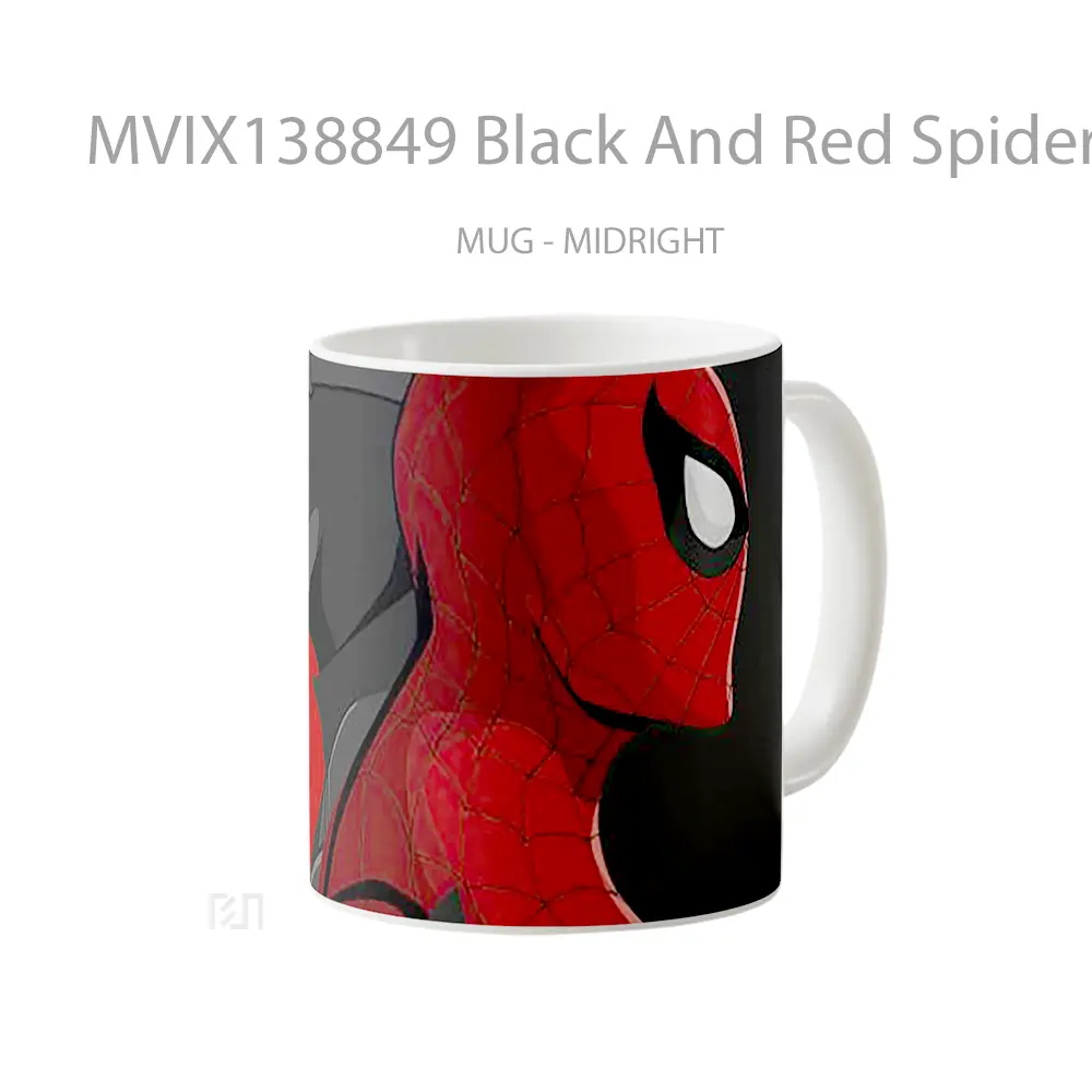 Mug Black And Red Spiderman Gelas Superhero - All-side / Desain