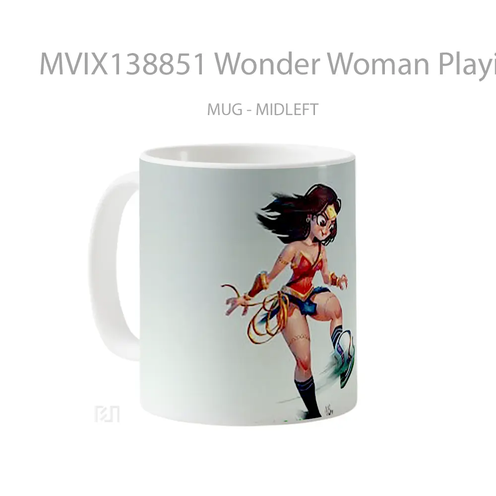 Mug Wonder Woman Playing Soccer Gelas Superhero - All-side / Desain