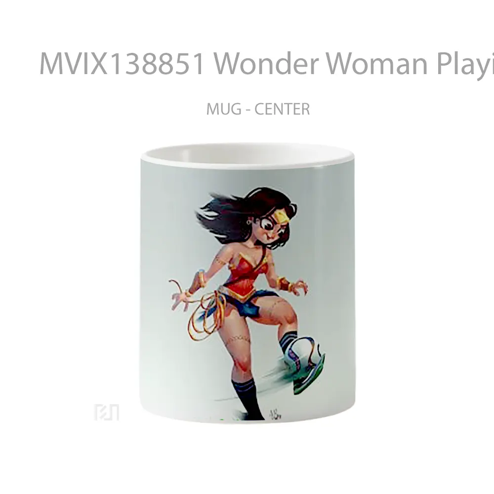 Mug Wonder Woman Playing Soccer Gelas Superhero