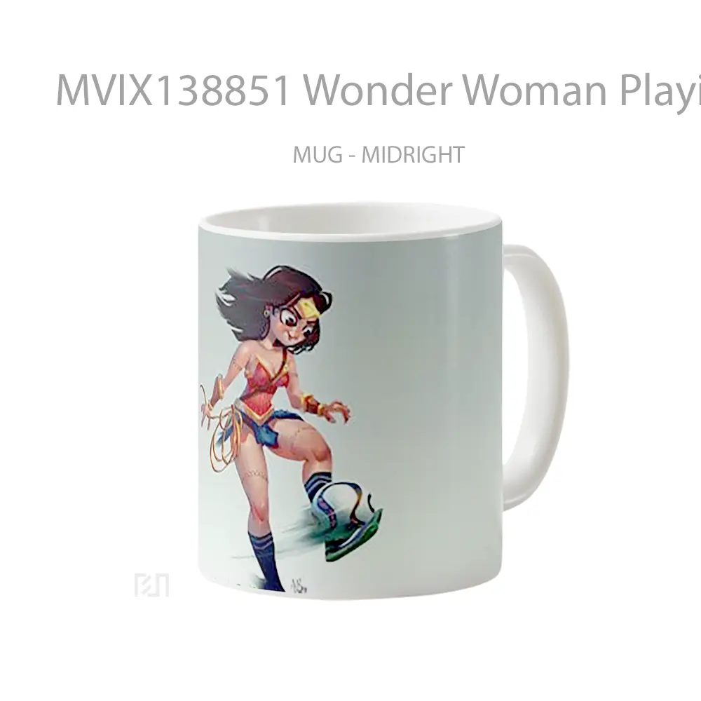 Mug Wonder Woman Playing Soccer Gelas Superhero - All-side / Desain