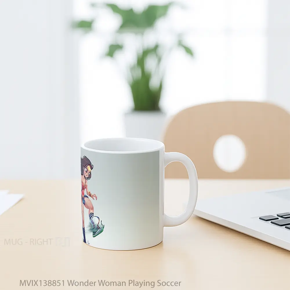 Mug Wonder Woman Playing Soccer Gelas Superhero - All-side / Desain