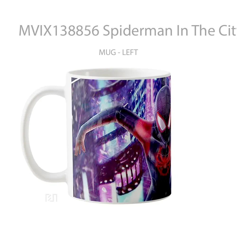 Mug Spiderman In The City Ilustration Gelas Superhero - All-side / Desain