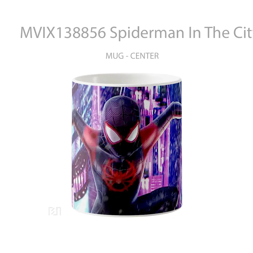 Mug Spiderman In The City Ilustration Gelas Superhero