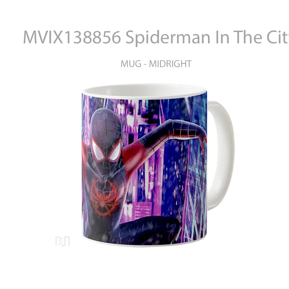 Mug Spiderman In The City Ilustration Gelas Superhero - All-side / Desain