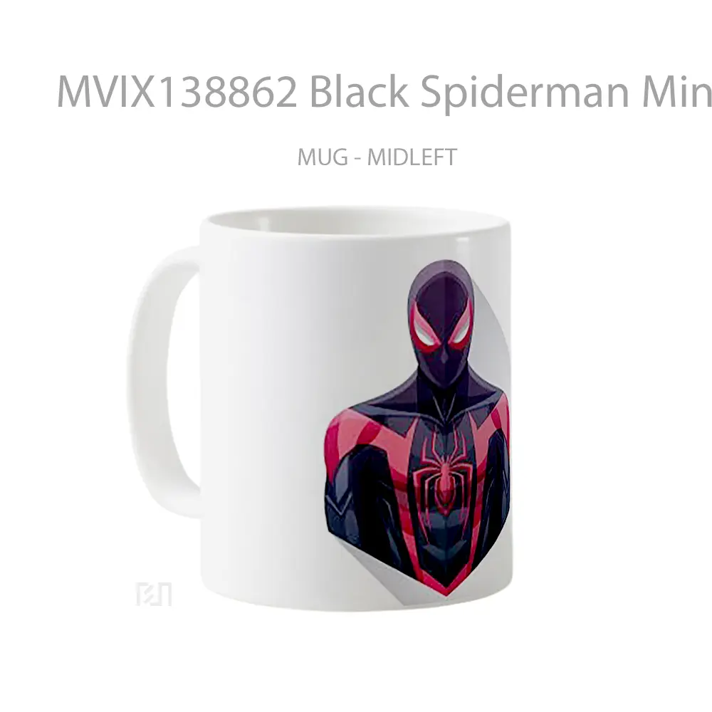 Mug Black Spiderman Minimalist Style V1 Gelas Superhero - All-side / Desain