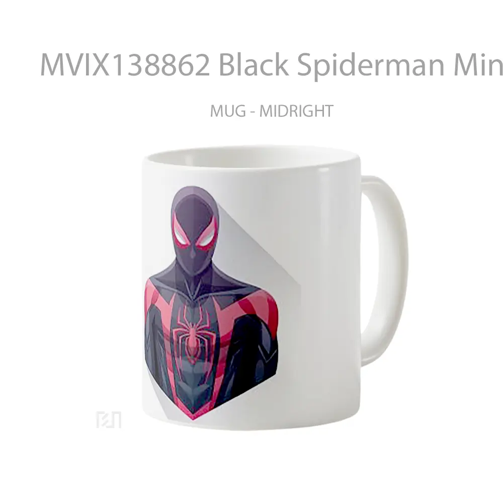 Mug Black Spiderman Minimalist Style V1 Gelas Superhero - All-side / Desain