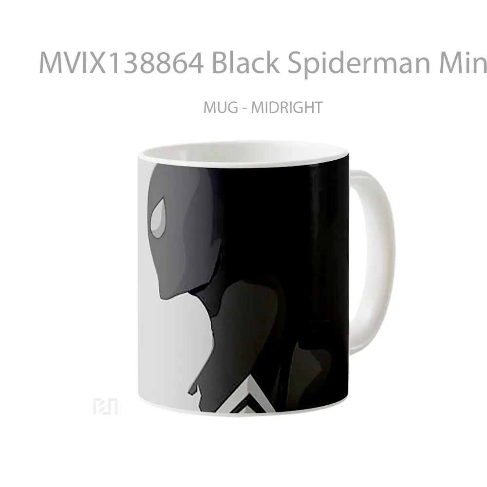 Mug Black Spiderman Minimalist Style V2 Gelas Superhero - All-side / Desain