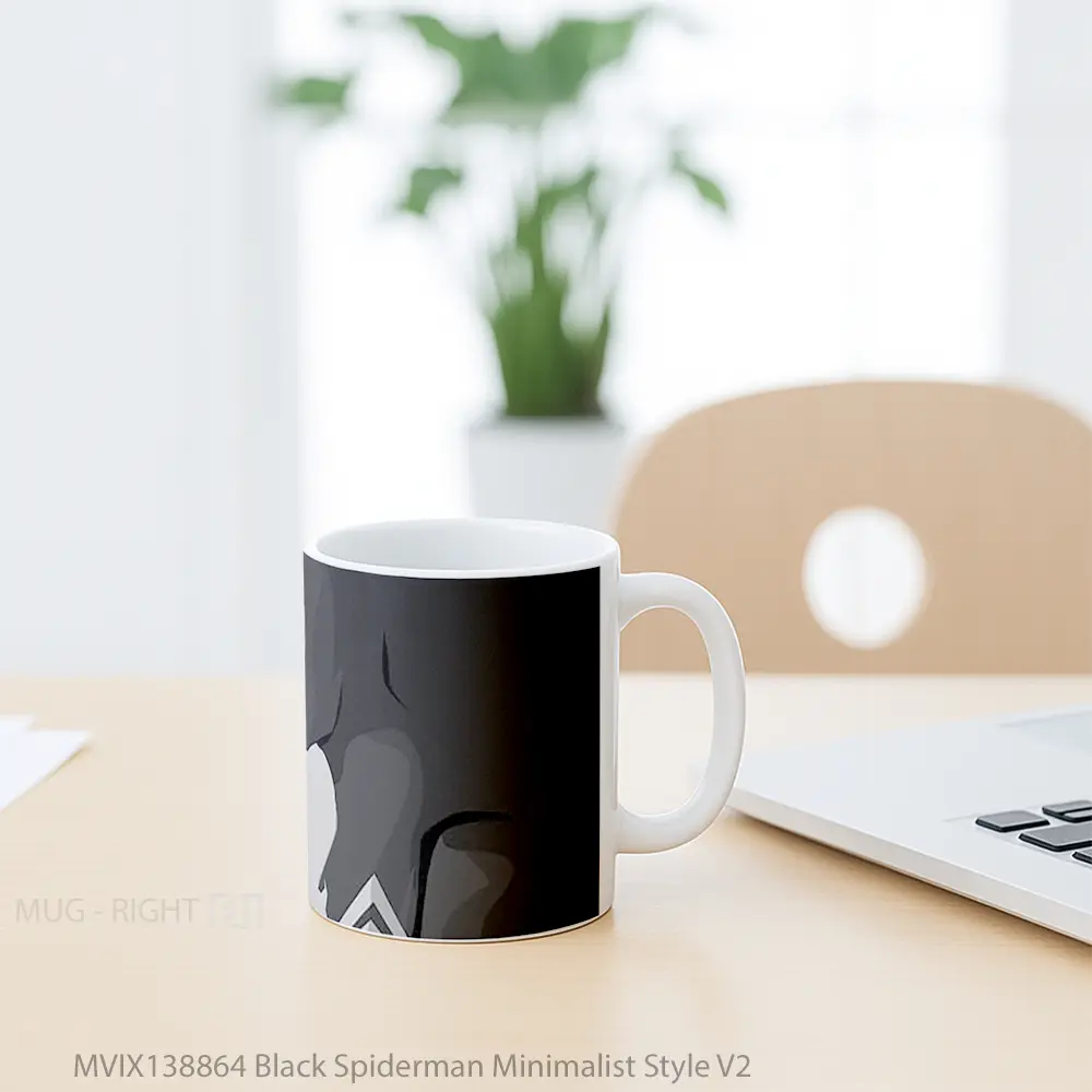 Mug Black Spiderman Minimalist Style V2 Gelas Superhero - All-side / Desain