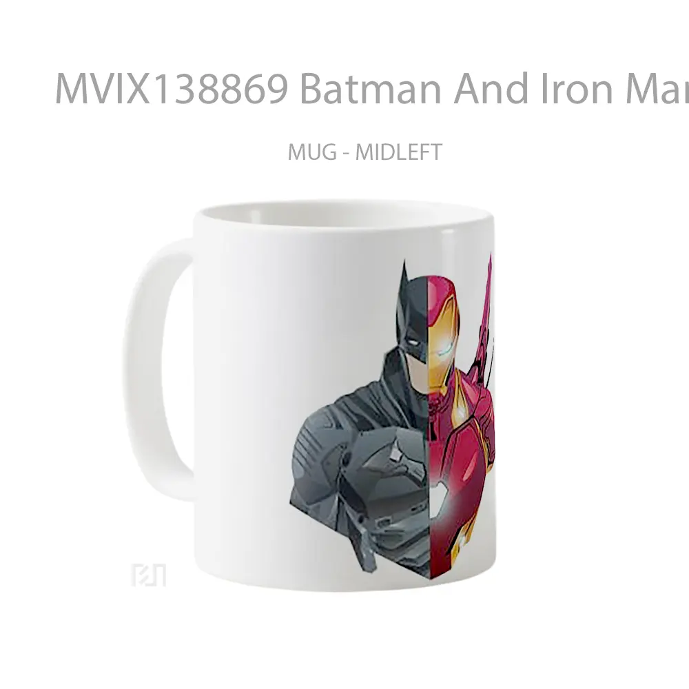 Mug Batman And Iron Man In Minimalist Style Gelas Superhero - All-side / Desain