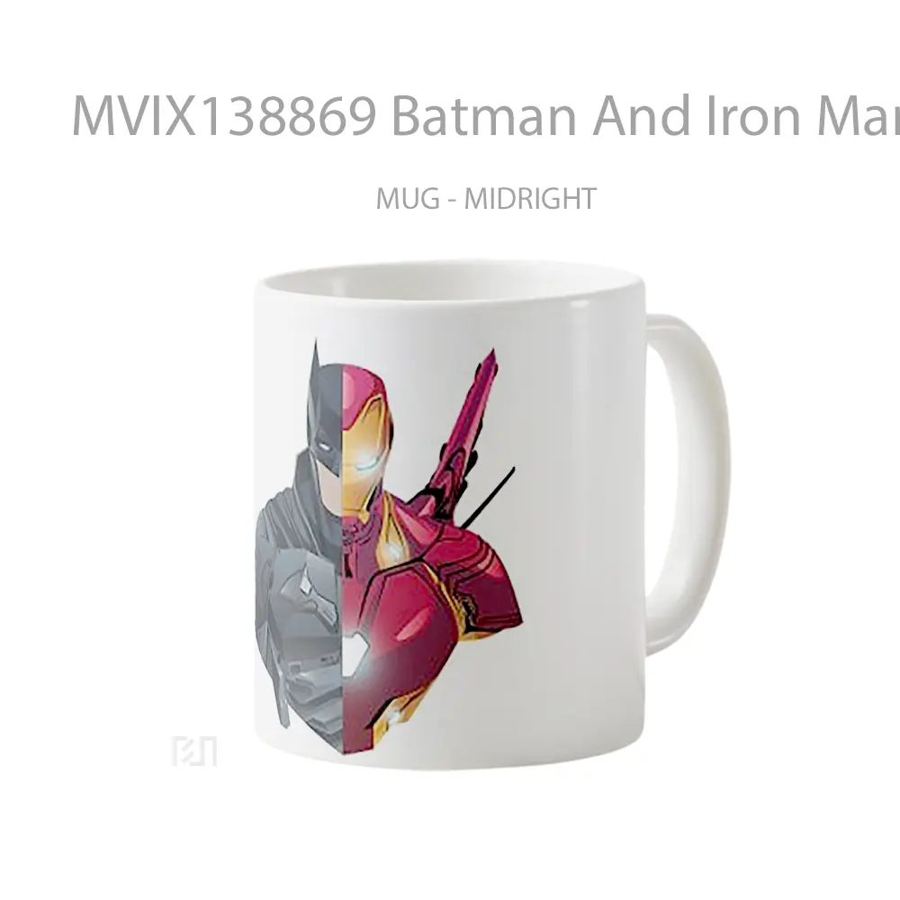 Mug Batman And Iron Man In Minimalist Style Gelas Superhero - All-side / Desain