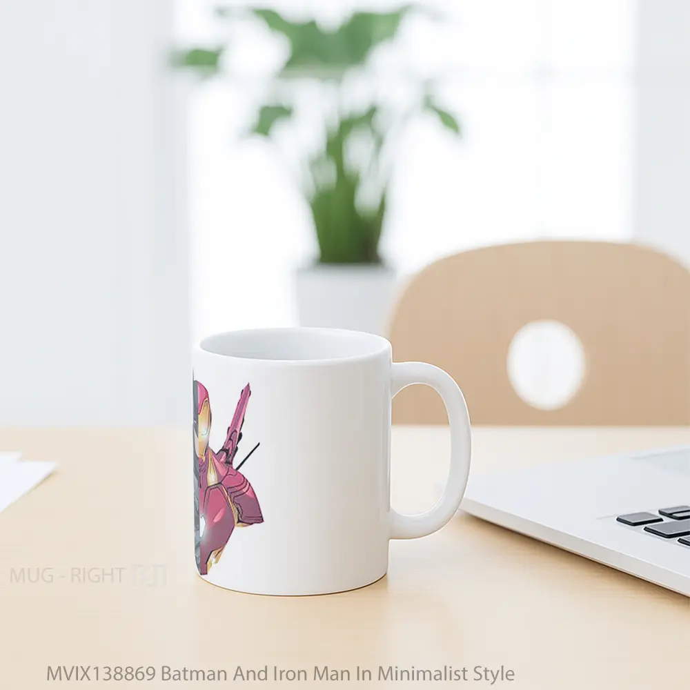 Mug Batman And Iron Man In Minimalist Style Gelas Superhero - All-side / Desain
