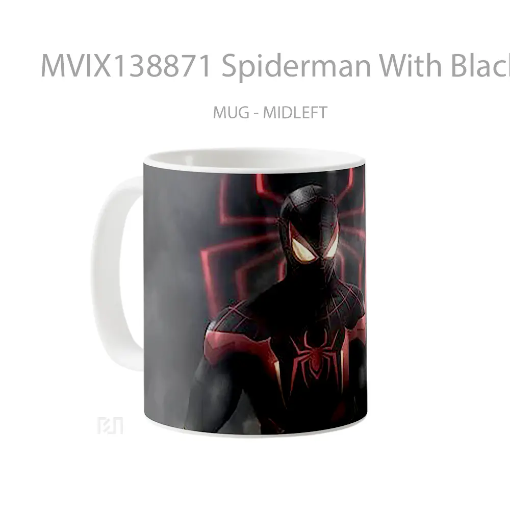 Mug Spiderman With Black And Red Suit Gelas Superhero - All-side / Desain
