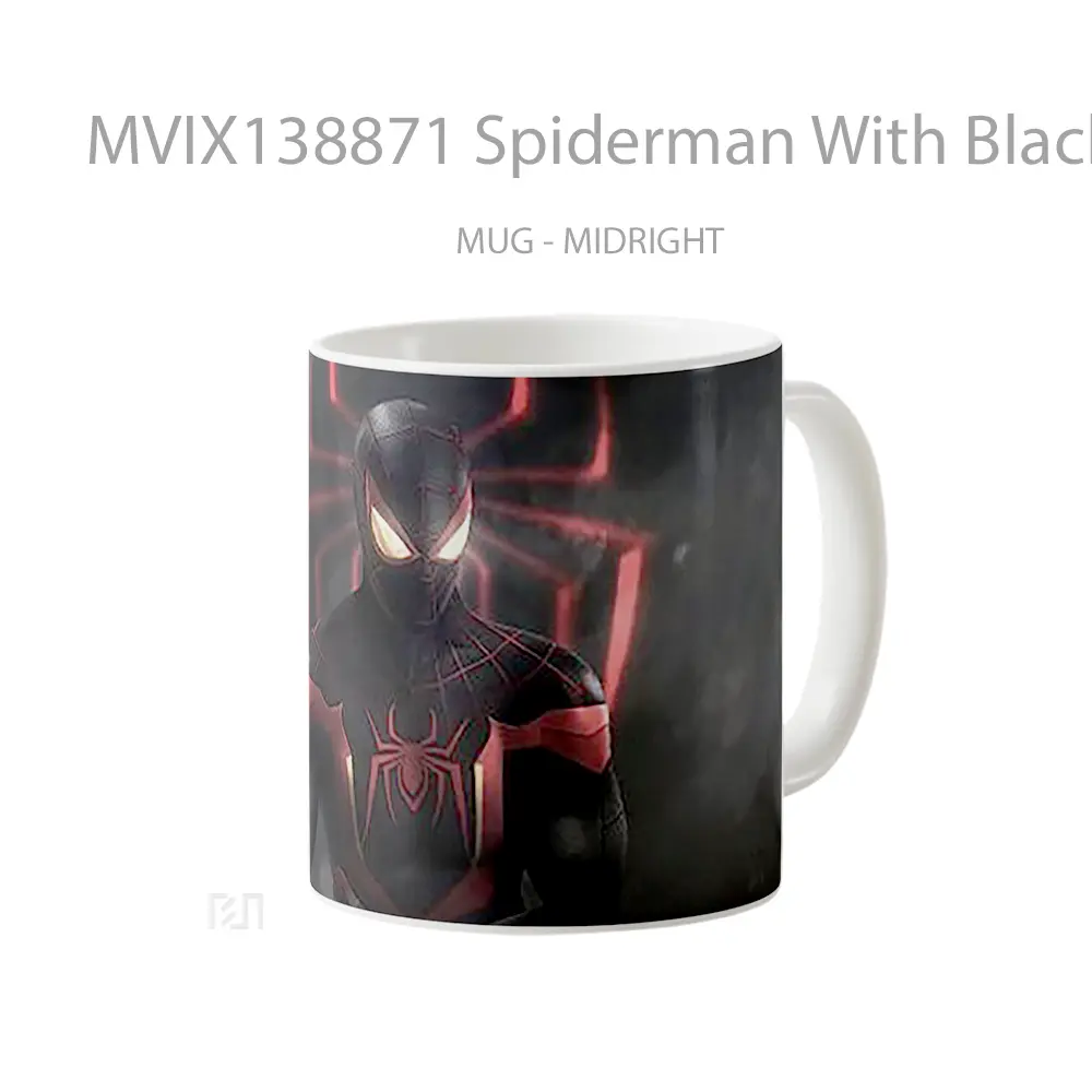 Mug Spiderman With Black And Red Suit Gelas Superhero - All-side / Desain