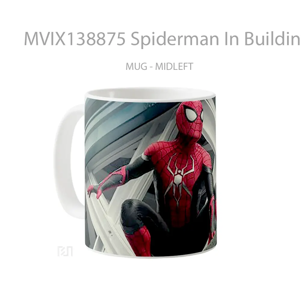 Mug Spiderman In Building Gelas Superhero - All-side / Desain