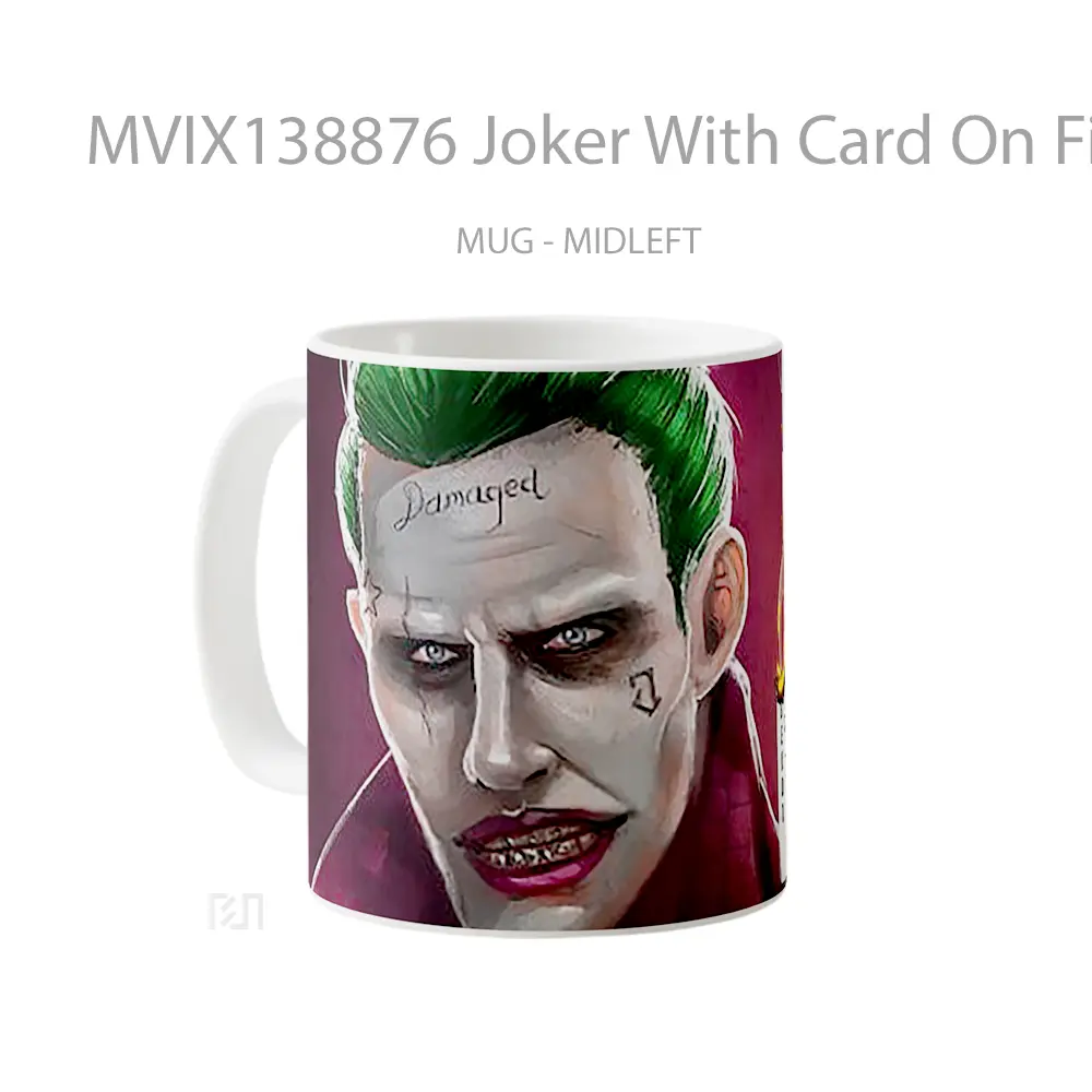 Mug Joker With Card On Fire Gelas Superhero - All-side / Desain