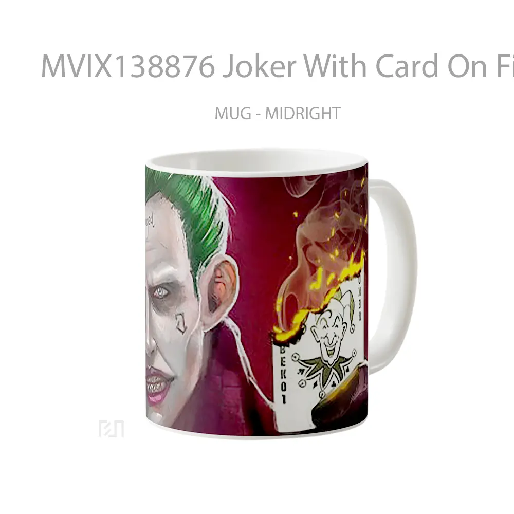 Mug Joker With Card On Fire Gelas Superhero - All-side / Desain