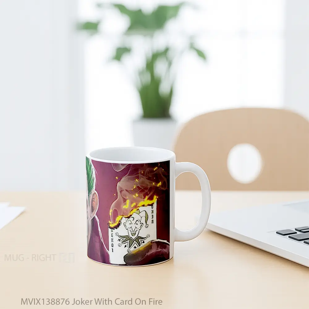 Mug Joker With Card On Fire Gelas Superhero - All-side / Desain