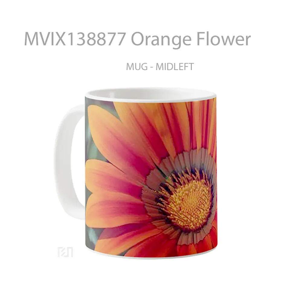 Mug Orange Flower Gelas Pemandangan Alam - All-side / Desain