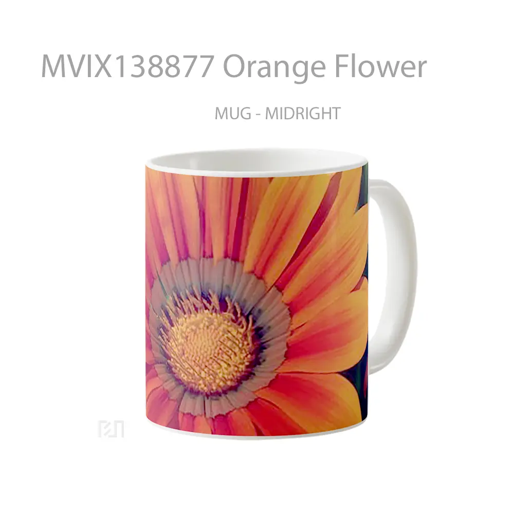 Mug Orange Flower Gelas Pemandangan Alam - All-side / Desain