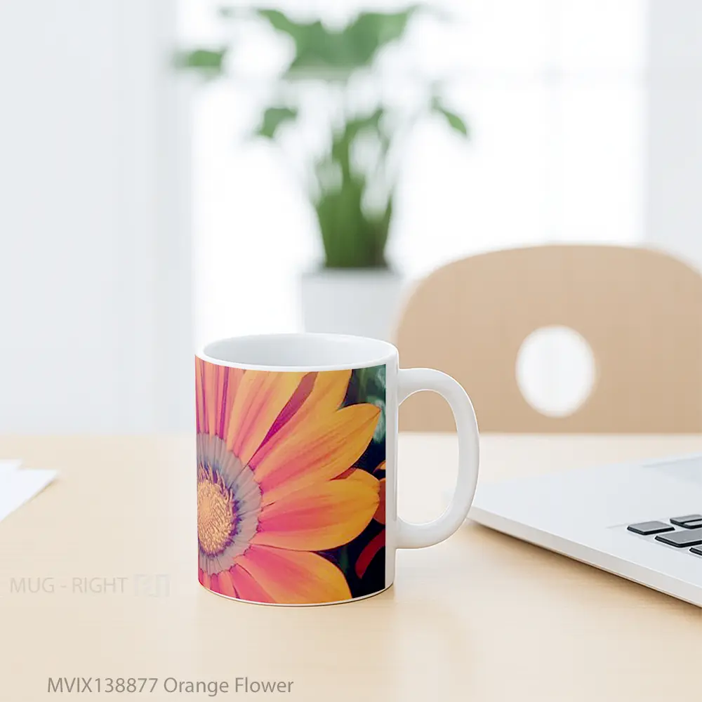 Mug Orange Flower Gelas Pemandangan Alam - All-side / Desain