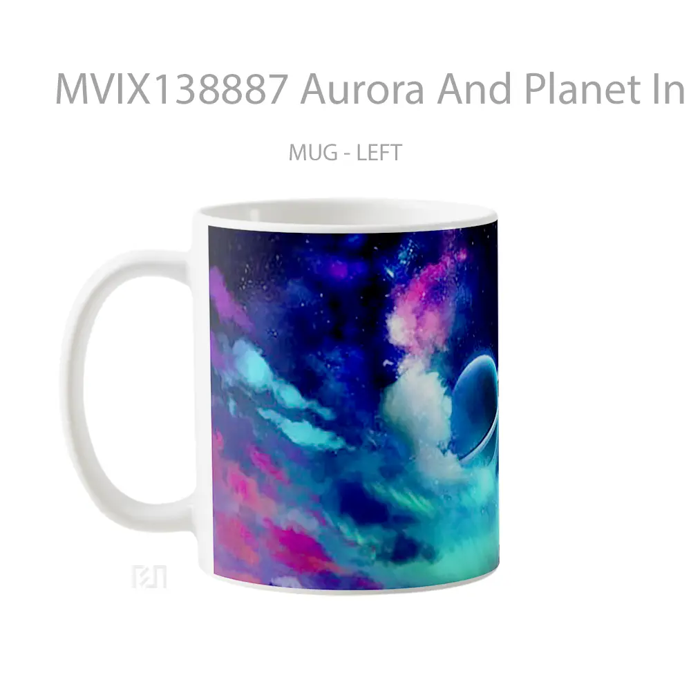 Mug Aurora And Planet In The Sky Gelas Pemandangan Alam - All-side / Desain