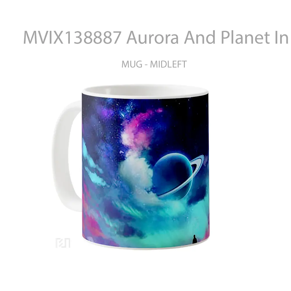 Mug Aurora And Planet In The Sky Gelas Pemandangan Alam - All-side / Desain
