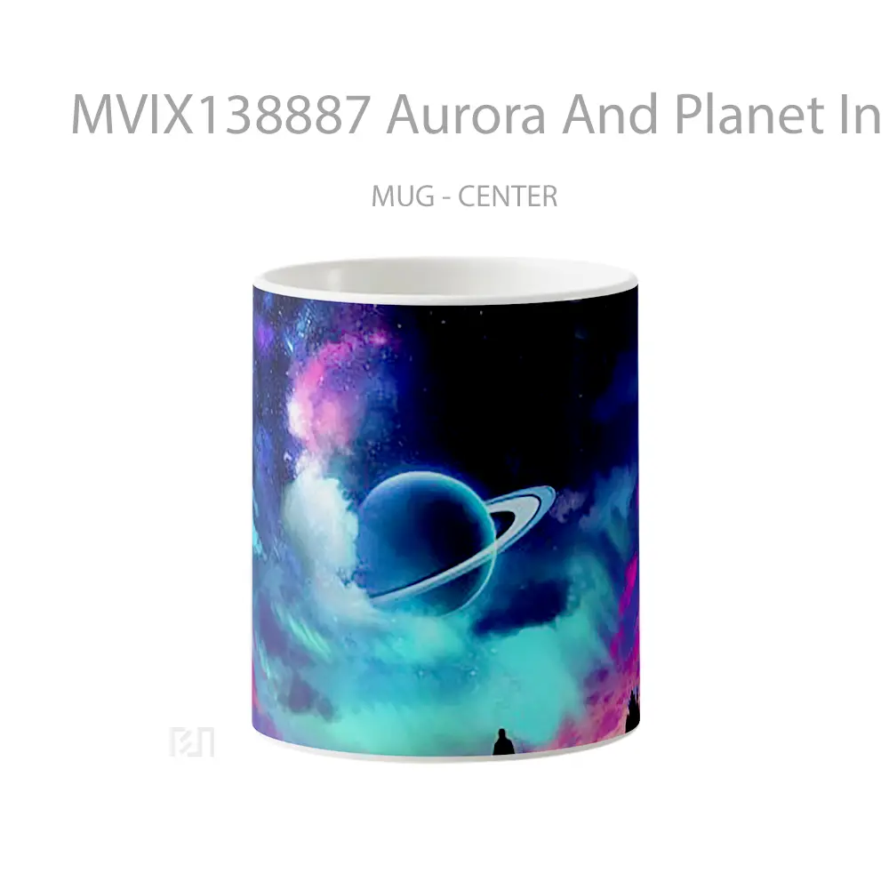 Mug Aurora And Planet In The Sky Gelas Pemandangan Alam