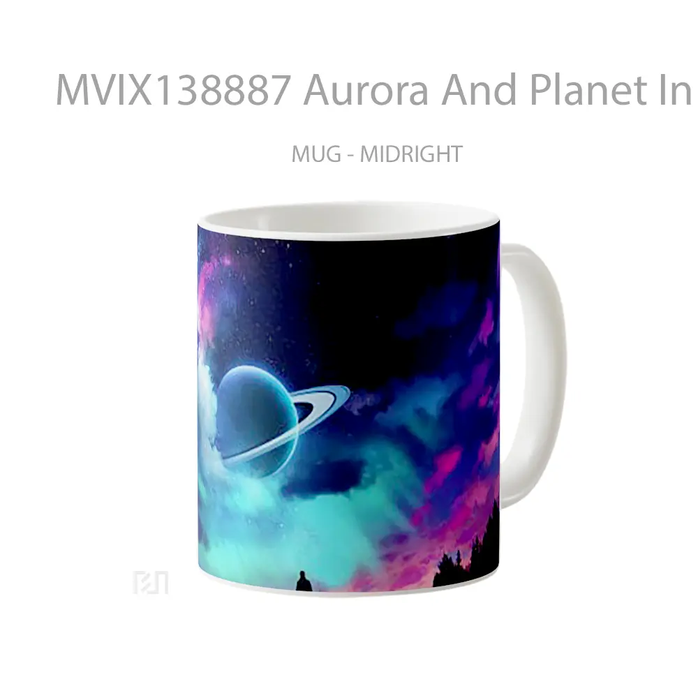 Mug Aurora And Planet In The Sky Gelas Pemandangan Alam - All-side / Desain