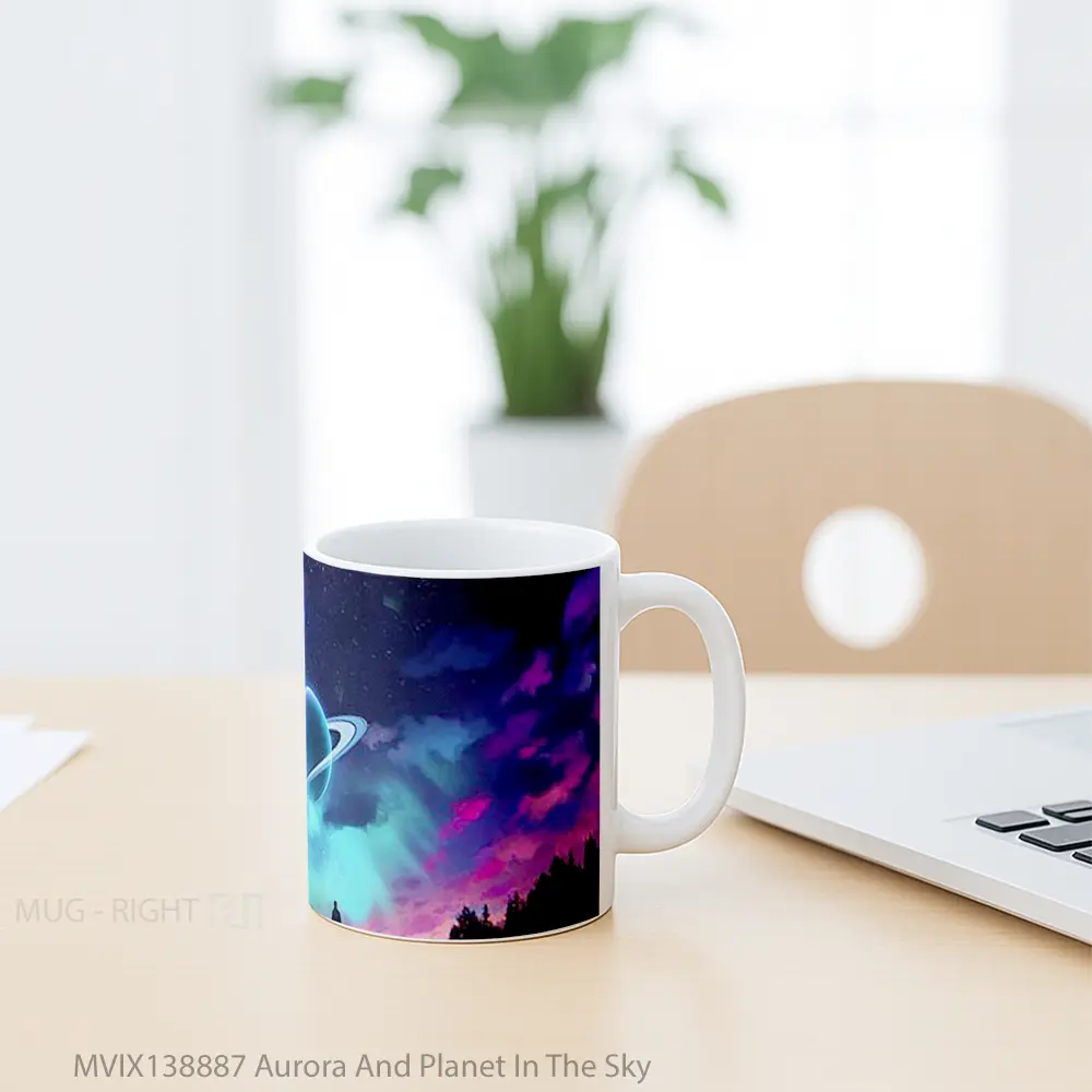 Mug Aurora And Planet In The Sky Gelas Pemandangan Alam - All-side / Desain