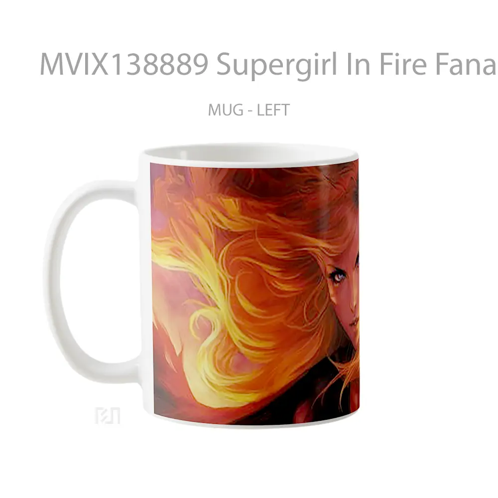 Mug Supergirl In Fire Fanart Gelas Keramik Unik - All-side / Desain