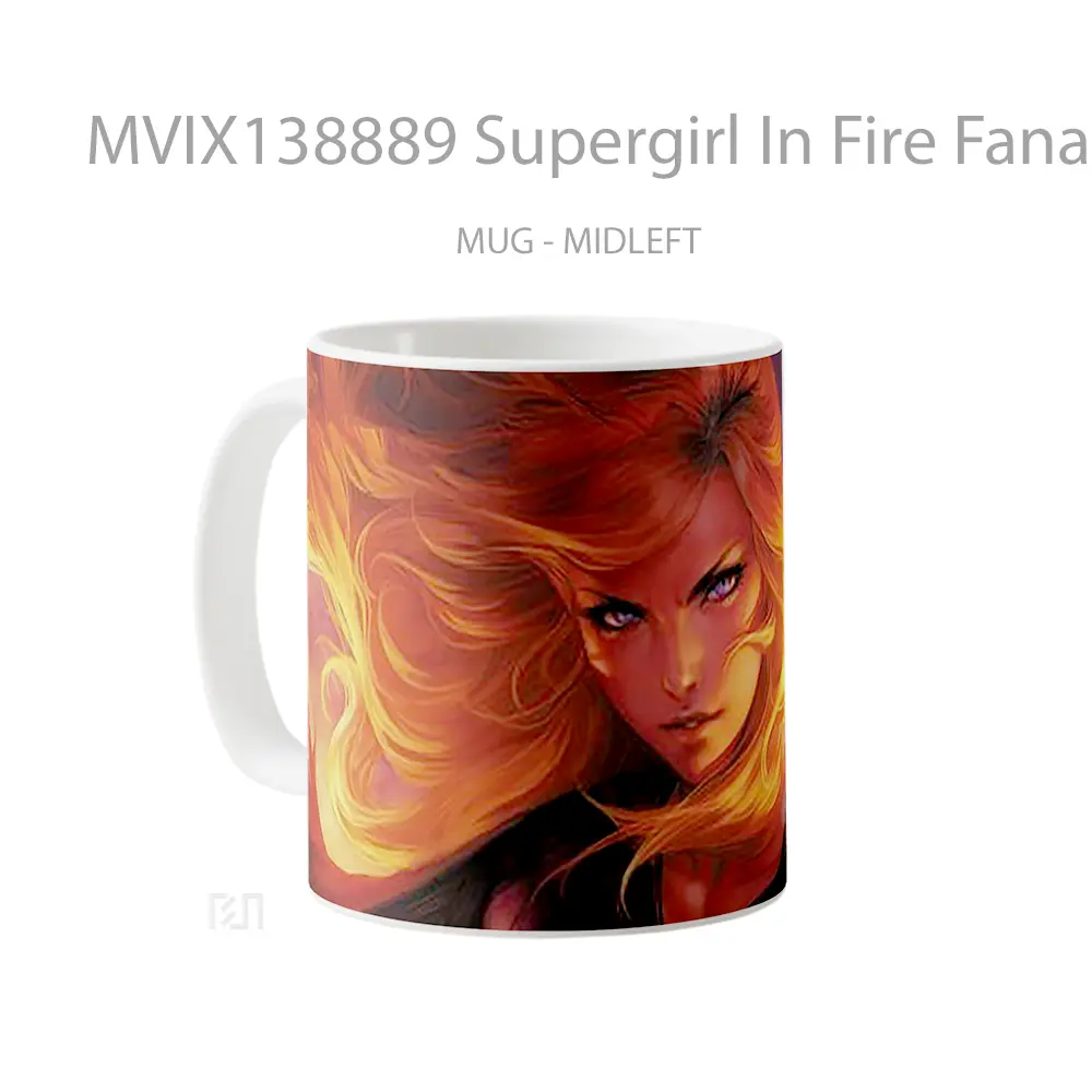 Mug Supergirl In Fire Fanart Gelas Keramik Unik - All-side / Desain