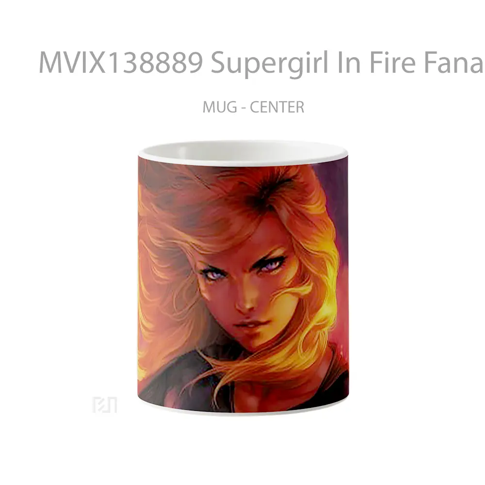Mug Supergirl In Fire Fanart Gelas Keramik Unik