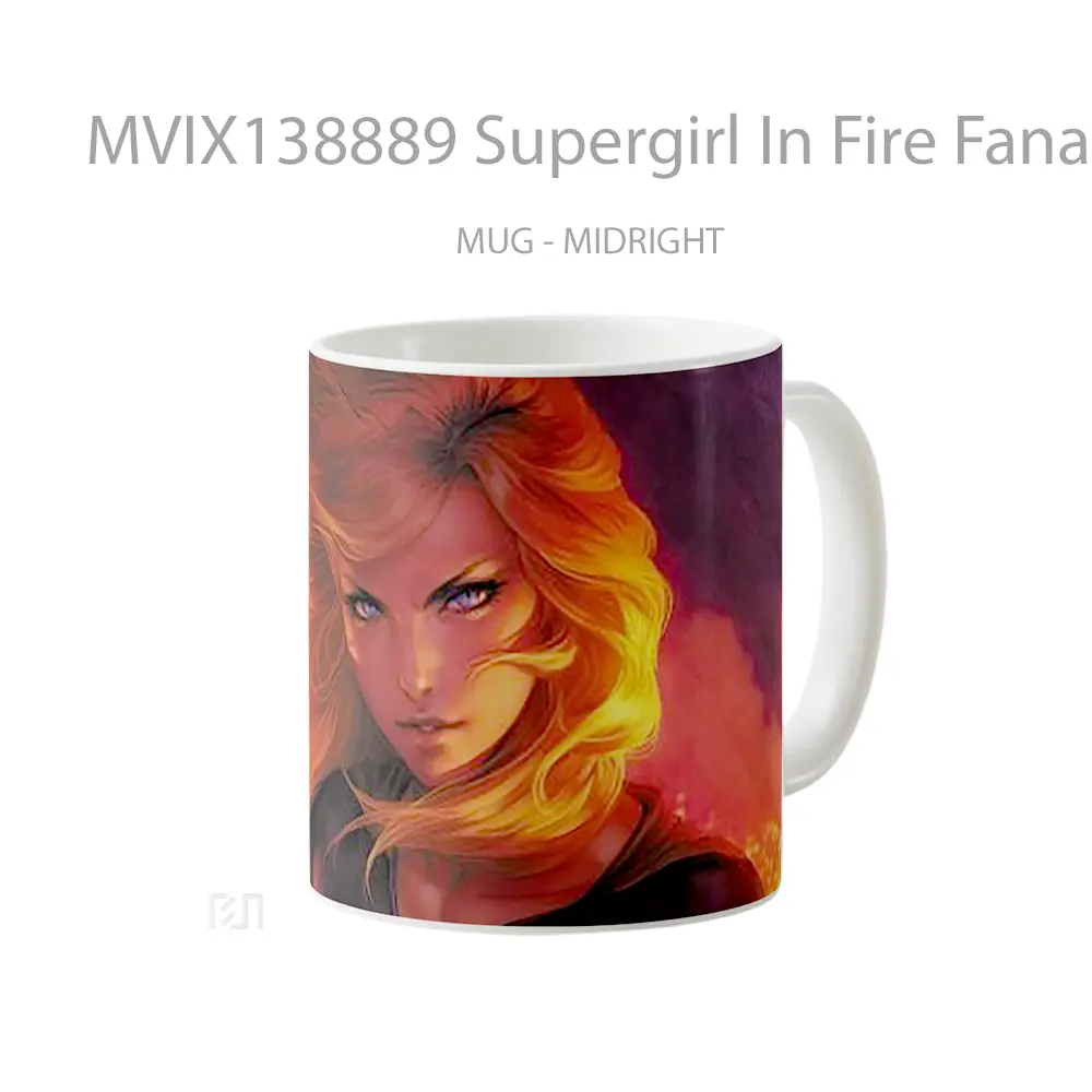 Mug Supergirl In Fire Fanart Gelas Keramik Unik - All-side / Desain
