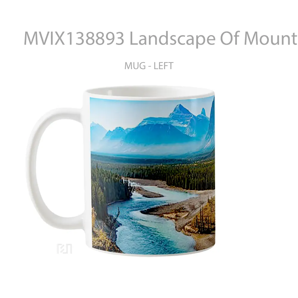 Mug Landscape Of Mountains In Forest With River Gelas Pemandangan Alam - All-side / Desain