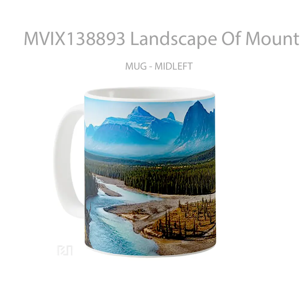 Mug Landscape Of Mountains In Forest With River Gelas Pemandangan Alam - All-side / Desain