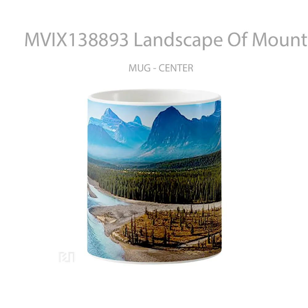Mug Landscape Of Mountains In Forest With River Gelas Pemandangan Alam