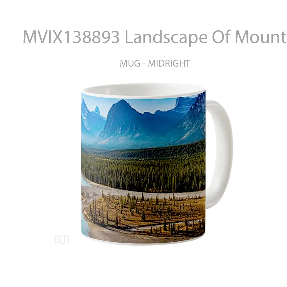 Mug Landscape Of Mountains In Forest With River Gelas Pemandangan Alam - All-side / Desain