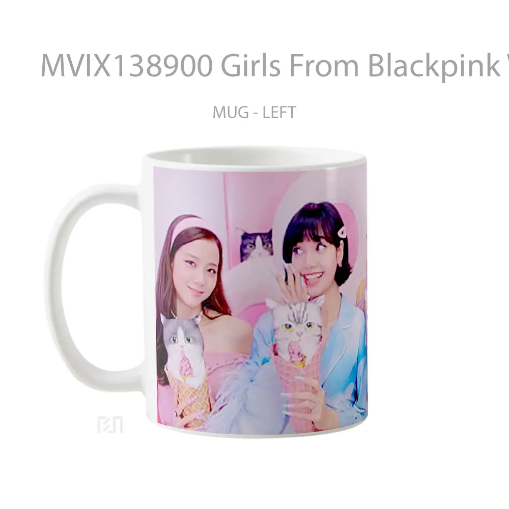 Mug Girls From Blackpink With Kittens In Cones Gelas Keramik Unik - All-side / Desain