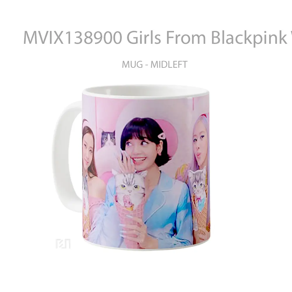 Mug Girls From Blackpink With Kittens In Cones Gelas Keramik Unik - All-side / Desain