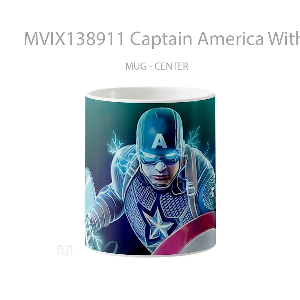 Mug Captain America With Shield And Thor S Hammer Gelas Superhero